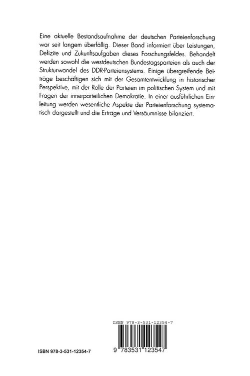 Produktbild: Stand und Perspektiven der Parteienforschung in Deutschland