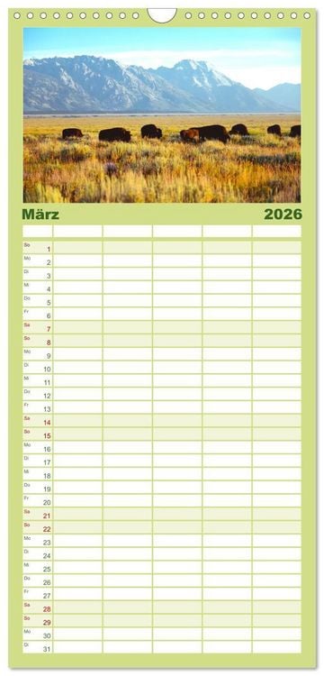 Produktbild: Familienplaner 2026 - Wyoming - Der Bundesstaat der gro&szlig;en Ebenen. mit 5 Spalten (Wandkalender, 21 x 45 cm) CALVENDO