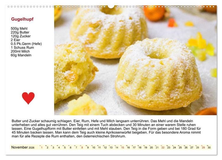 Produktbild: Delikates &Ouml;sterreich. K&uuml;chenkalender mit den klassischen S&uuml;&szlig;speisen (hochwertiger Premium Wandkalender 2026 DIN A2 quer), Kunstdruck in Hochglanz