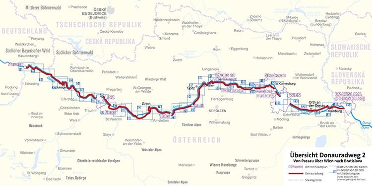 Produktbild: KOMPASS Fahrradf&uuml;hrer Donauradweg 2, Von Passau &uuml;ber Wien nach Bratislava