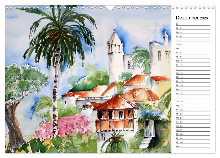 Produktbild: Aquarelle - quer durch Europa (Wandkalender 2026 DIN A3 quer), CALVENDO Monatskalender