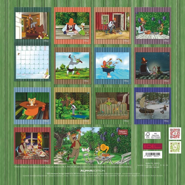 Produktbild: Pettersson & Findus 2026 - Broschürenkalender 30x30 cm (30x60 geöffnet) - Kalender mit Platz für Notizen - mit herausnehmbarem Poster - Wandkalender