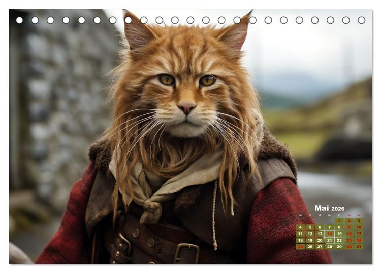 Produktbild: Schottische Katzenhelden (Tischkalender 2026 DIN A5 quer), CALVENDO Monatskalender
