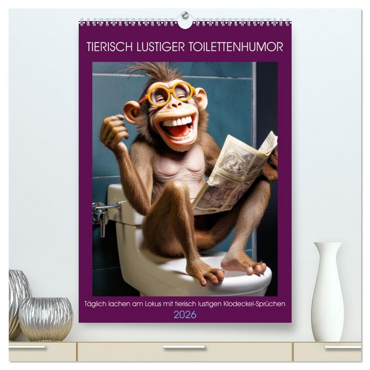 Produktbild: Tierisch lustiger Toilettenhumor (hochwertiger Premium Wandkalender 2026 DIN A2 hoch), Kunstdruck in Hochglanz