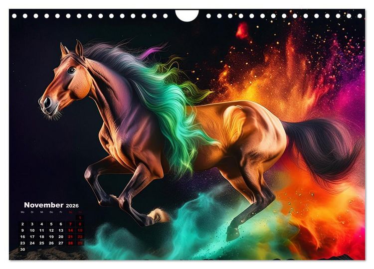 Produktbild: Pferde im Farbenrausch (Wandkalender 2026 DIN A4 quer), CALVENDO Monatskalender