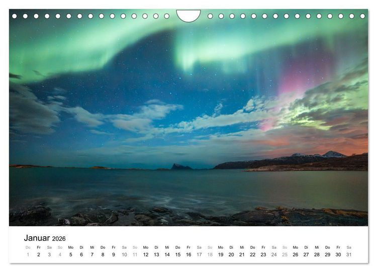 Produktbild: Nordlichter - Farbenspiel am arktischen Nachthimmel (Wandkalender 2026 DIN A4 quer), CALVENDO Monatskalender