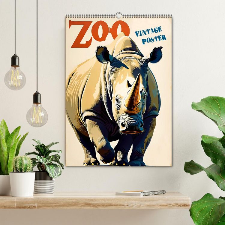 Produktbild: Zoo Vintage-Poster (Wandkalender 2026 DIN A2 hoch), CALVENDO Monatskalender