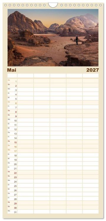 Produktbild: Familienplaner 2027 - Jordanien Sand, Stein und Salz mit 5 Spalten (Wandkalender, 21 x 45 cm) CALVENDO