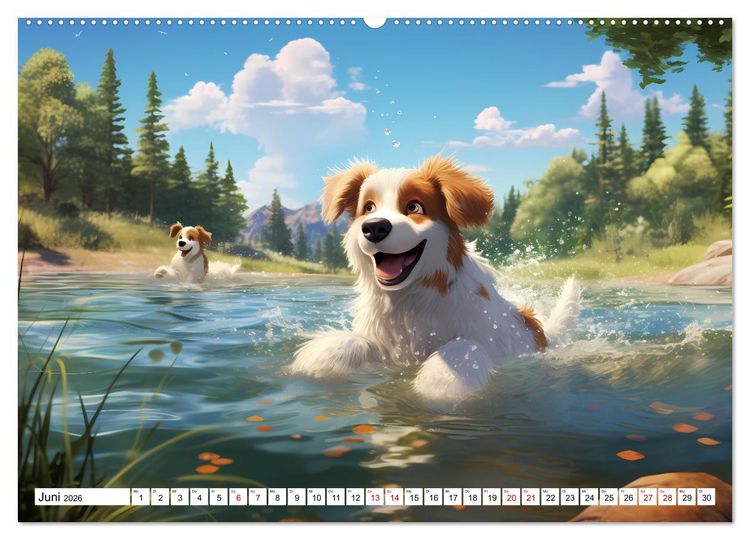 Produktbild: Lustige Comic Hunde (hochwertiger Premium Wandkalender 2026 DIN A2 quer), Kunstdruck in Hochglanz