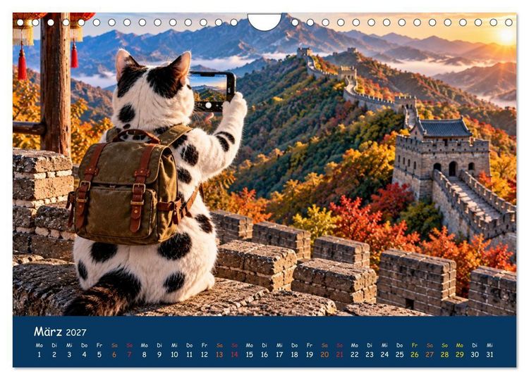Produktbild: Eine Katze reist um die Welt (Wandkalender 2027 DIN A4 quer), CALVENDO Monatskalender