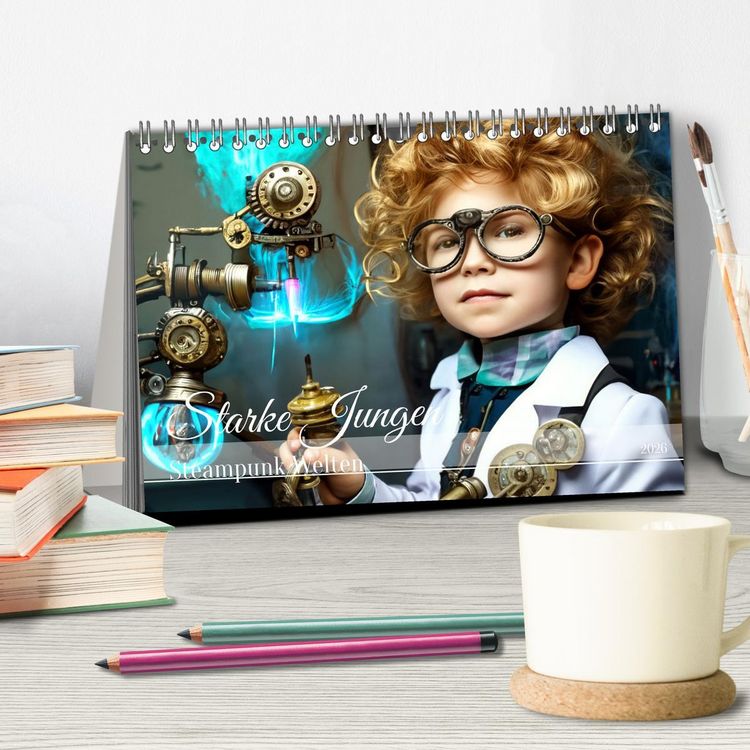 Produktbild: Starke Jungen - Steampunk Welten (Tischkalender 2026 DIN A5 quer), CALVENDO Monatskalender