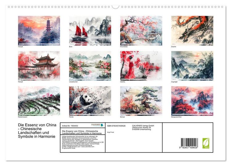 Produktbild: Die Essenz von China - Chinesische Landschaften und Symbole in Harmonie (hochwertiger Premium Wandkalender 2026 DIN A2 quer), Kunstdruck in Hochglanz