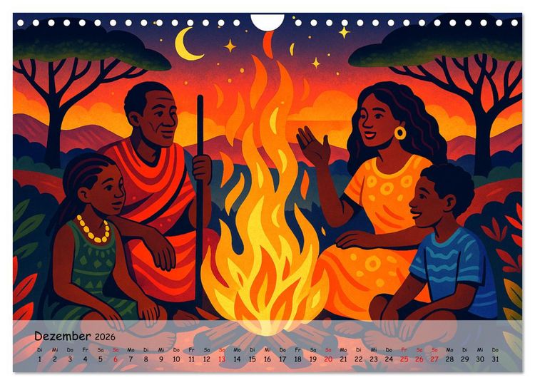 Produktbild: AFRIKA VIBES &ndash; Zw&ouml;lf Bilder voll Stolz, Leben und Licht (Wandkalender 2026 DIN A4 quer), CALVENDO Monatskalender