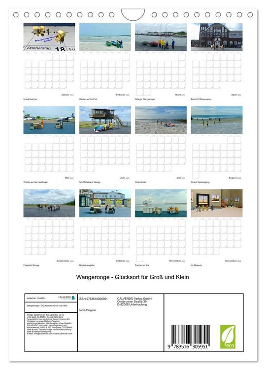 Produktbild: Wangerooge - Gl&uuml;cksort f&uuml;r Gro&szlig; und Klein (Wandkalender 2026 DIN A4 hoch), CALVENDO Monatskalender
