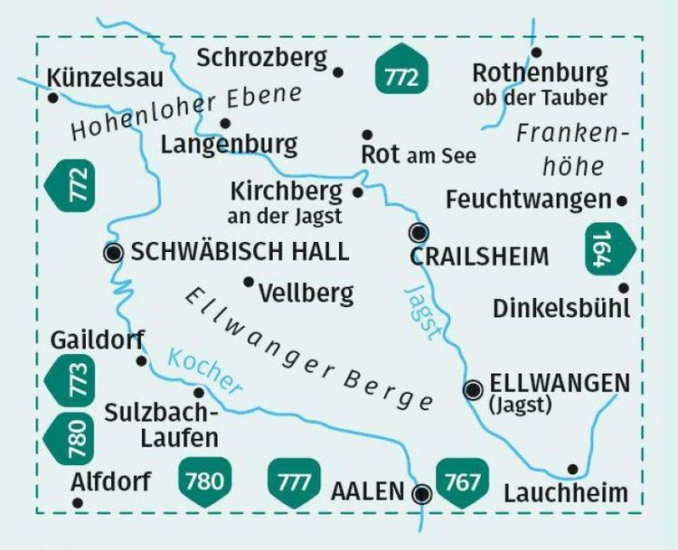 Produktbild: KOMPASS Wanderkarte 774 Hohenlohe, Ellwanger Berge, Crailsheim, Schw&auml;bisch Hall, Rothenburg ob der Tauber 1:50.000