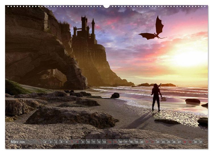 Produktbild: Helden, Drachen und Magie (Wandkalender 2026 DIN A2 quer), CALVENDO Monatskalender