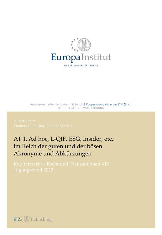 Bild vom Artikel AT 1, Ad hoc, L-QIF, ESG, Insider, etc.: im Reich der guten und der bösen Akronyme und Abku¨rzungen vom Autor Thomas U. Reutter