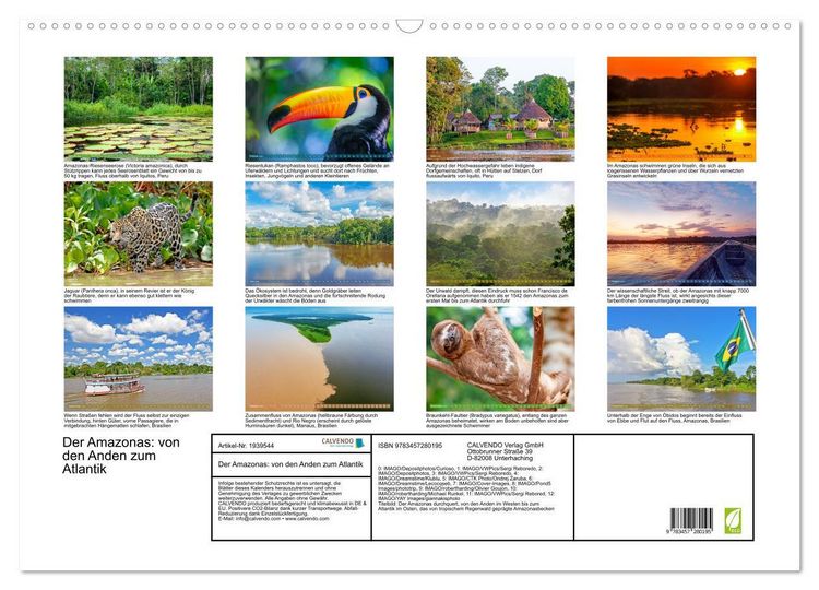Produktbild: Der Amazonas: von den Anden zum Atlantik (Wandkalender 2026 DIN A2 quer), CALVENDO Monatskalender