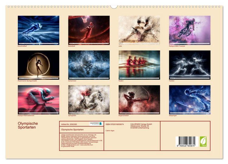 Produktbild: Olympische Sportarten (hochwertiger Premium Wandkalender 2026 DIN A2 quer), Kunstdruck in Hochglanz