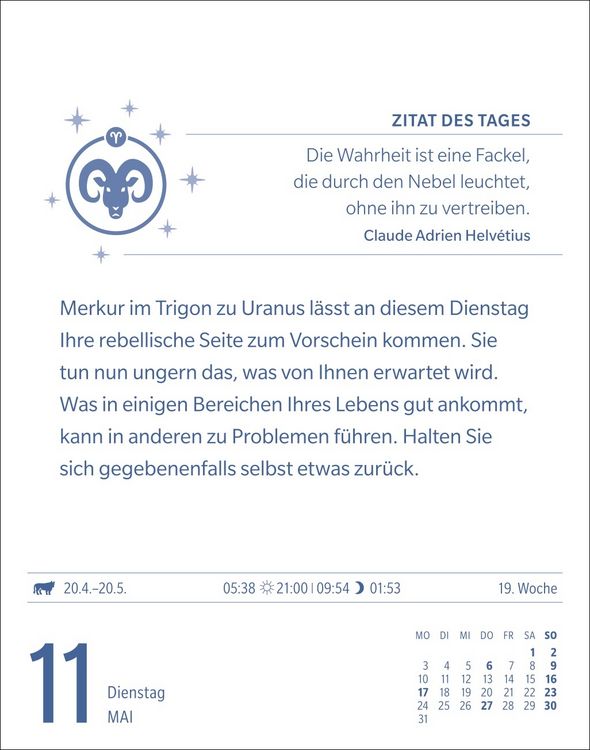 Produktbild: Widder Sternzeichenkalender 2027 - Tagesabrei&szlig;kalender - Ihr Horoskop f&uuml;r jeden Tag