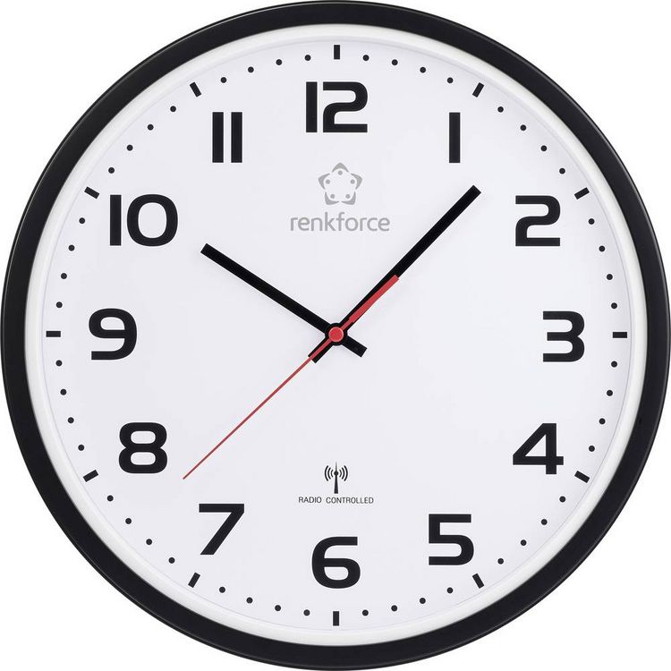 Produktbild: Renkforce RF-6826036 Funk Wanduhr 32cm x 45.5mm Wei&szlig;/Schwarz