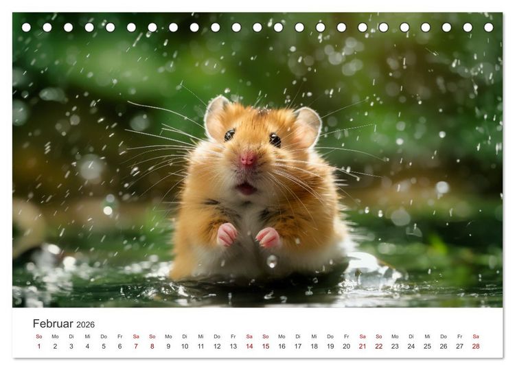Produktbild: Wild und flauschig - Hamster - Abenteuer in freier Natur (Tischkalender 2026 DIN A5 quer), CALVENDO Monatskalender