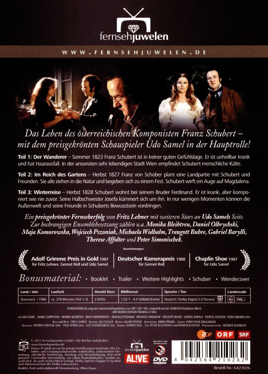 Produktbild: Mit meinen hei&szlig;en Tr&auml;nen - Der komplette Dreiteiler &uuml;ber Franz Schubert (Fernsehjuwelen) [2 DVDs]