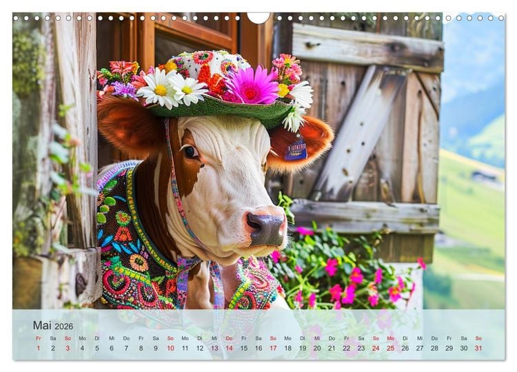 Produktbild: Fenstergucker auf der Alm. Lustige Tiere im Sommer auf dem Bergbauernhof (Wandkalender 2026 DIN A3 quer), CALVENDO Monatskalender