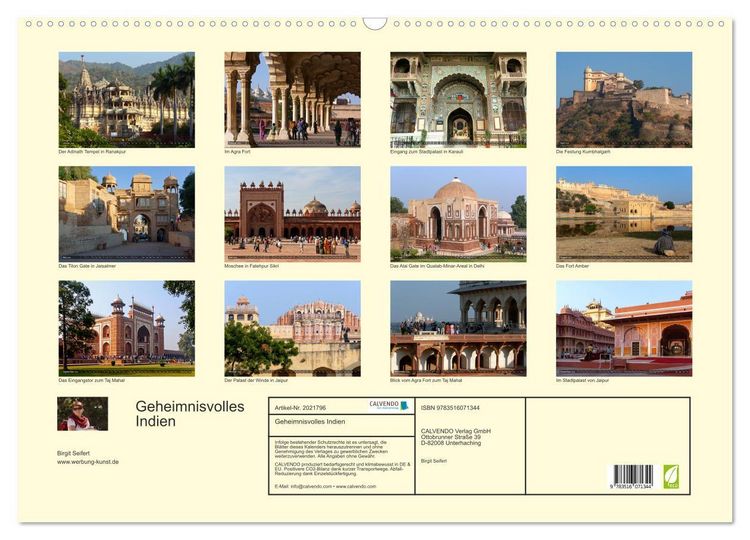 Produktbild: Geheimnisvolles Indien (Wandkalender 2026 DIN A2 quer), CALVENDO Monatskalender