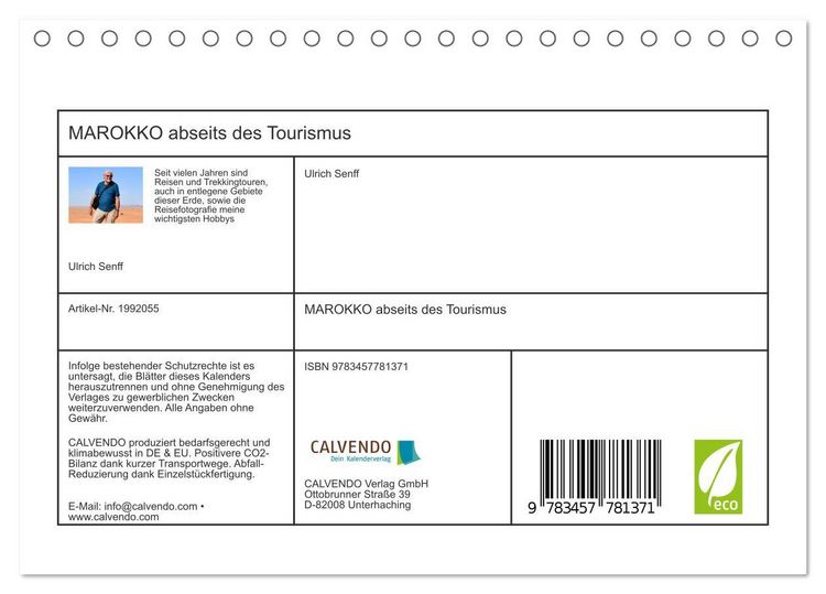 Produktbild: MAROKKO abseits des Tourismus (Tischkalender 2026 DIN A5 quer), CALVENDO Monatskalender