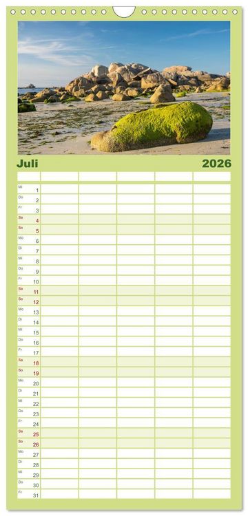 Produktbild: Familienplaner 2026 - Sehnsucht Bretagne mit 5 Spalten (Wandkalender, 21 x 45 cm) CALVENDO