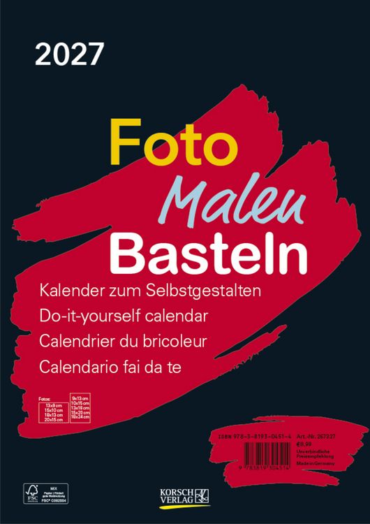 Produktbild: Foto-Malen-Basteln Bastelkalender A4 schwarz 2027