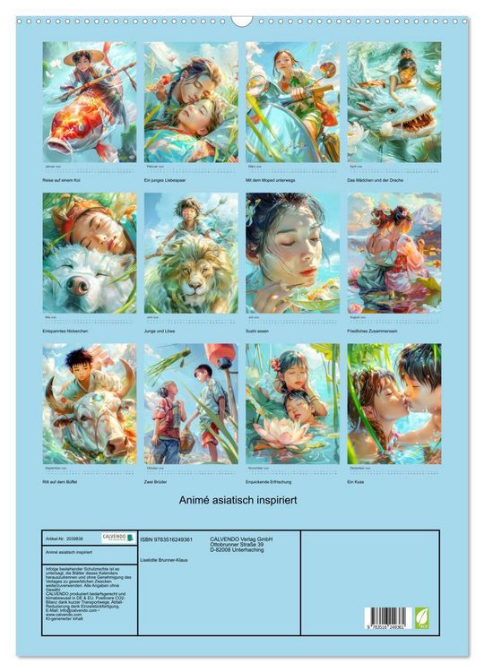 Produktbild: Anim&eacute; asiatisch inspiriert (Wandkalender 2026 DIN A2 hoch), CALVENDO Monatskalender