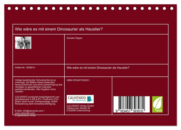 Produktbild: Wie w&auml;re es mit einem Dinosaurier als Haustier? (Tischkalender 2026 DIN A5 quer), CALVENDO Monatskalender