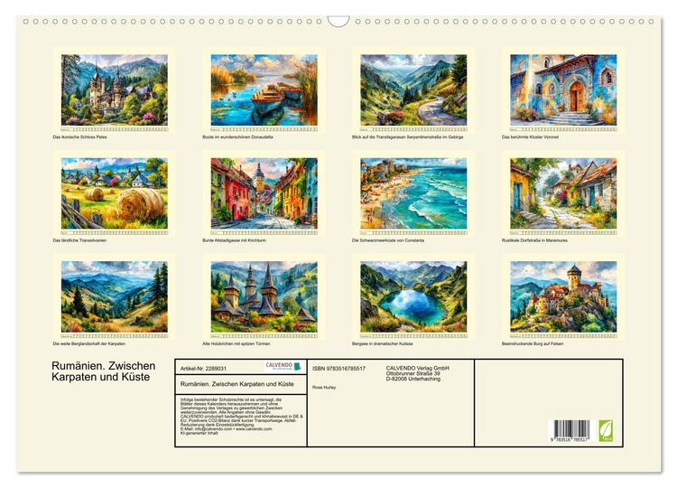 Produktbild: Rum&auml;nien. Zwischen Karpaten und K&uuml;ste (Wandkalender 2027 DIN A2 quer), CALVENDO Monatskalender