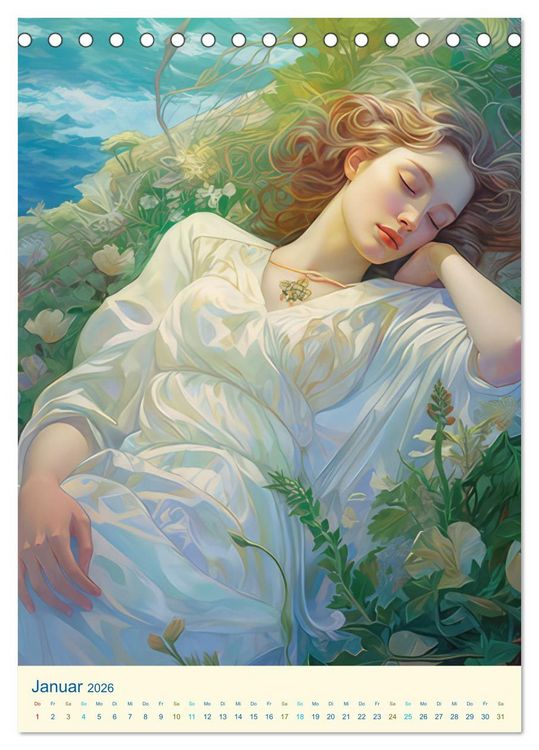 Produktbild: Feminine Romantik &ndash; Impressionistische Bilder (Tischkalender 2026 DIN A5 hoch), CALVENDO Monatskalender