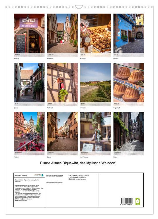 Produktbild: Elsass Alsace Riquewihr, das idyllische Weindorf (Wandkalender 2026 DIN A2 hoch), CALVENDO Monatskalender