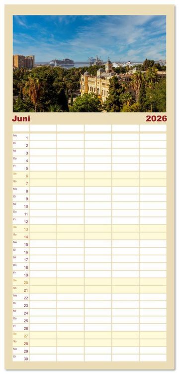 Produktbild: Familienplaner 2026 - Andaluc&iacute;a - Buenos D&iacute;as mit 5 Spalten (Wandkalender, 21 x 45 cm) CALVENDO