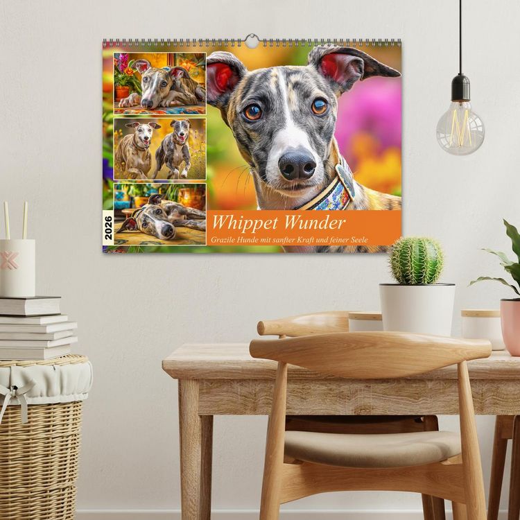 Produktbild: Whippet Wunder. Grazile Hunde mit sanfter Kraft und feiner Seele (Wandkalender 2026 DIN A3 quer), CALVENDO Monatskalender