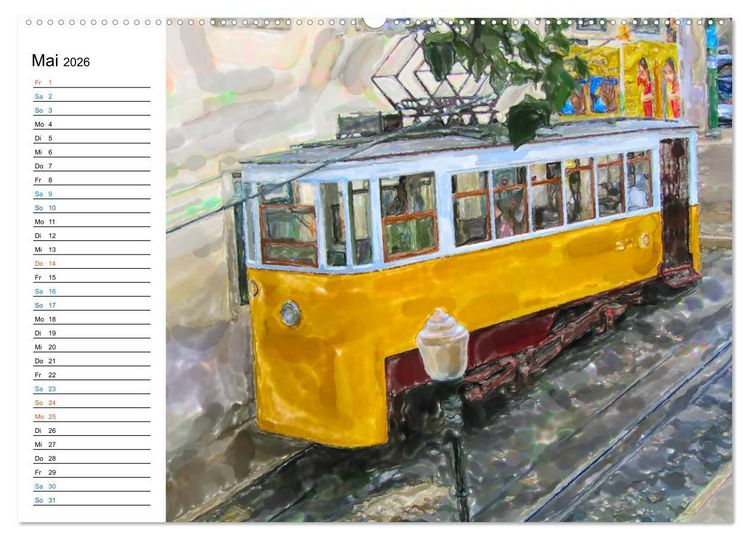 Produktbild: Lissabon - Stadtrundgang in Aquarell-Illustrationen (Wandkalender 2026 DIN A2 quer), CALVENDO Monatskalender