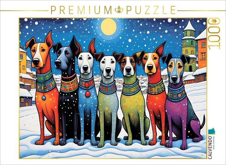 Produktbild: CALVENDO Puzzle Bunte Hunde - kalte Pfoten, warme Herzen | 1000 Teile Lege-Gr&ouml;&szlig;e 64x48cm Foto-Puzzle f&uuml;r gl&uuml;ckliche Stunden
