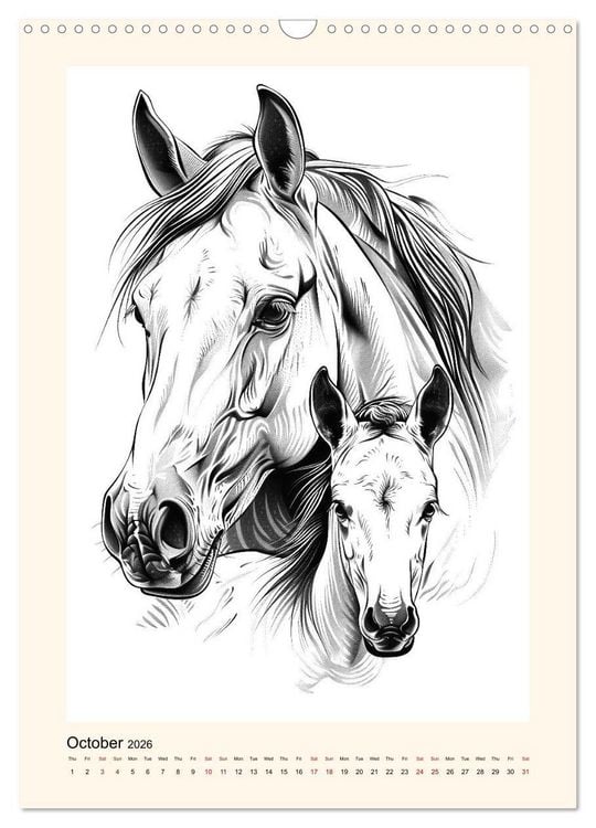 Produktbild: Sketchy Power Horses (Wall Calendar 2026 DIN A3 portrait), CALVENDO 12 Month Wall Calendar