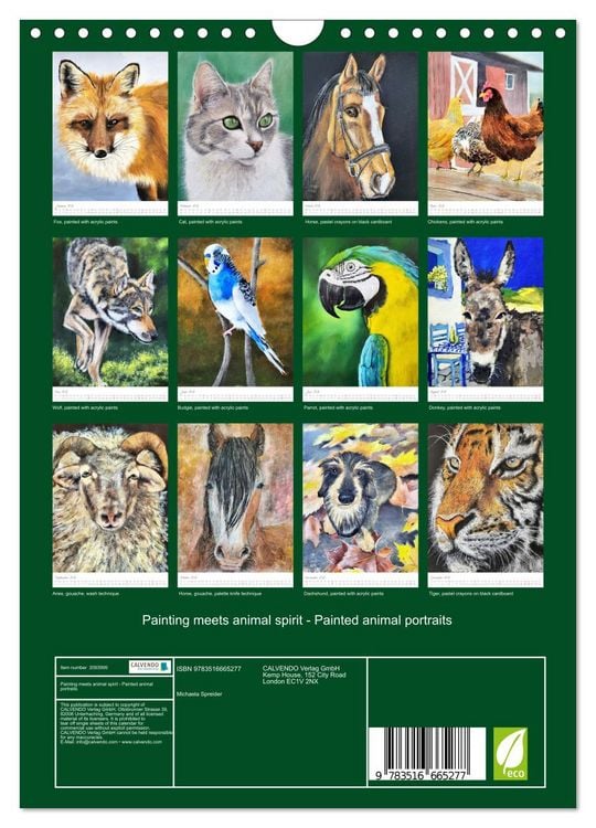 Produktbild: Painting meets animal spirit - Painted animal portraits (Wall Calendar 2026 DIN A4 portrait), CALVENDO 12 Month Wall Calendar