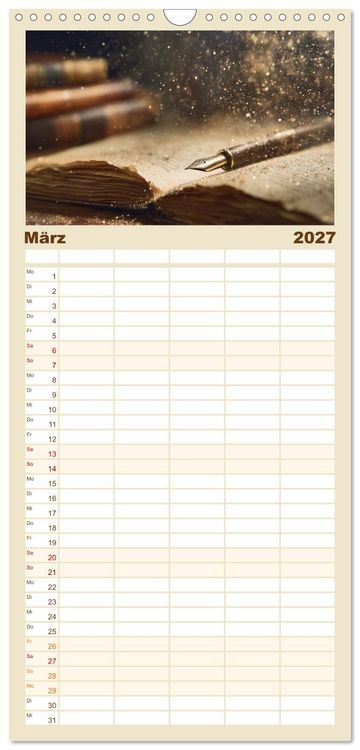 Produktbild: Familienplaner 2027 - Zeitgefl&uuml;ster mit 5 Spalten (Wandkalender, 21 x 45 cm) CALVENDO
