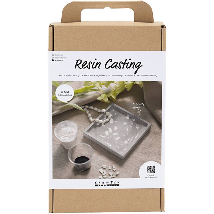 Produktbild: Creativ Company DIY Sets Formgie&szlig;en Kreativ Set Harzgie&szlig;en, Schwarz, Wei&szlig;, Quadratisches Tablett mit Terrazzo, Kreativ Box