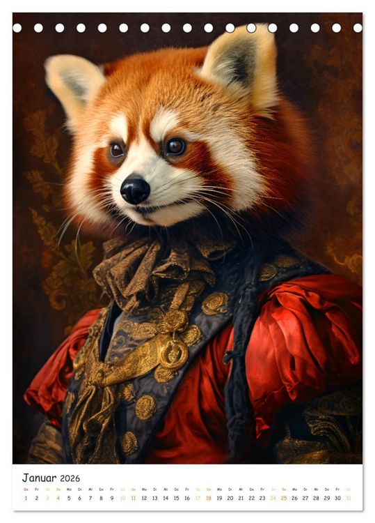 Produktbild: Tierische Kunst - Eine Sammlung von Renaissance-Gem&auml;lden mit tierischen Motiven (Tischkalender 2026 DIN A5 hoch), CALVENDO Monatskalender