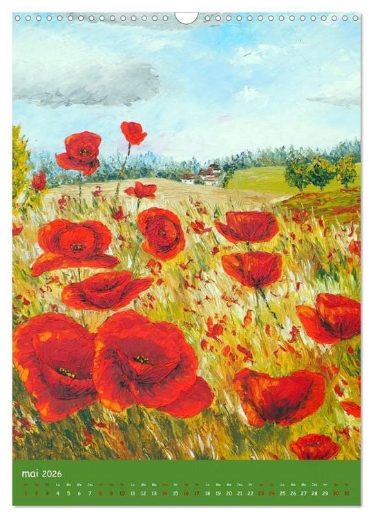 Produktbild: Coquelicots en peinture (Calendrier mural 2026 DIN A3 horizontal), CALVENDO calendrier mensuel