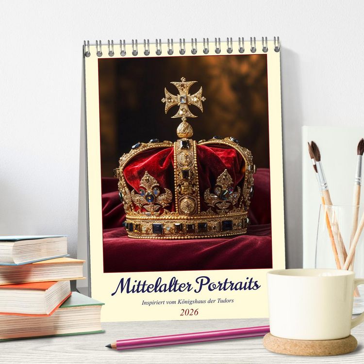 Produktbild: Mittelalter Portraits. Inspiriert vom K&ouml;nigshaus der Tudors (Tischkalender 2026 DIN A5 hoch), CALVENDO Monatskalender