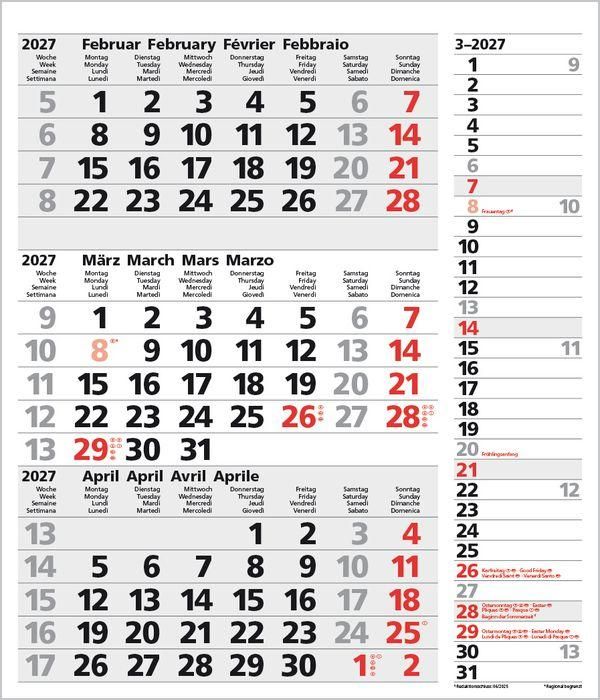 Produktbild: 3-Monats-Planer Combi Grau 2027