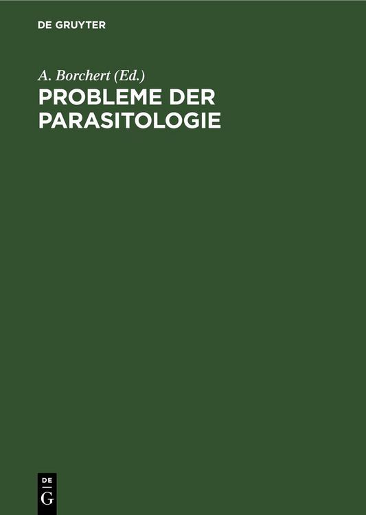 Produktbild: Probleme der Parasitologie